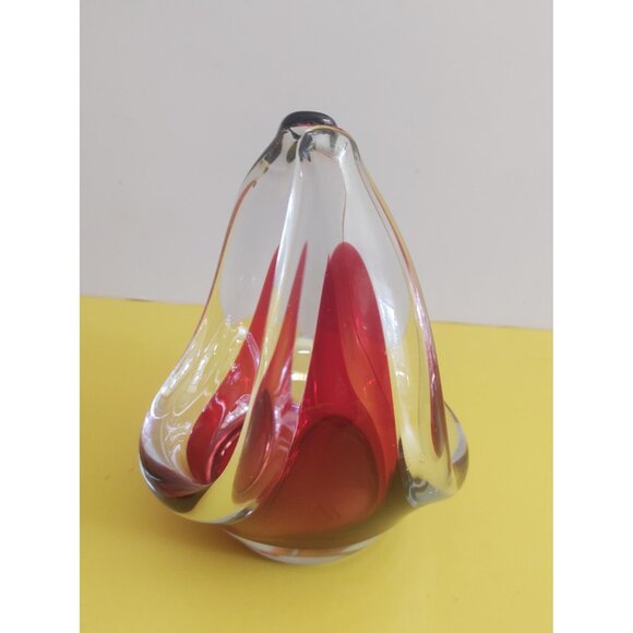 Vintage MCM glass vase/candy dish "Coquille" by Flygsfors, Sweden, Paul Kedelv - Picture 9 of 10